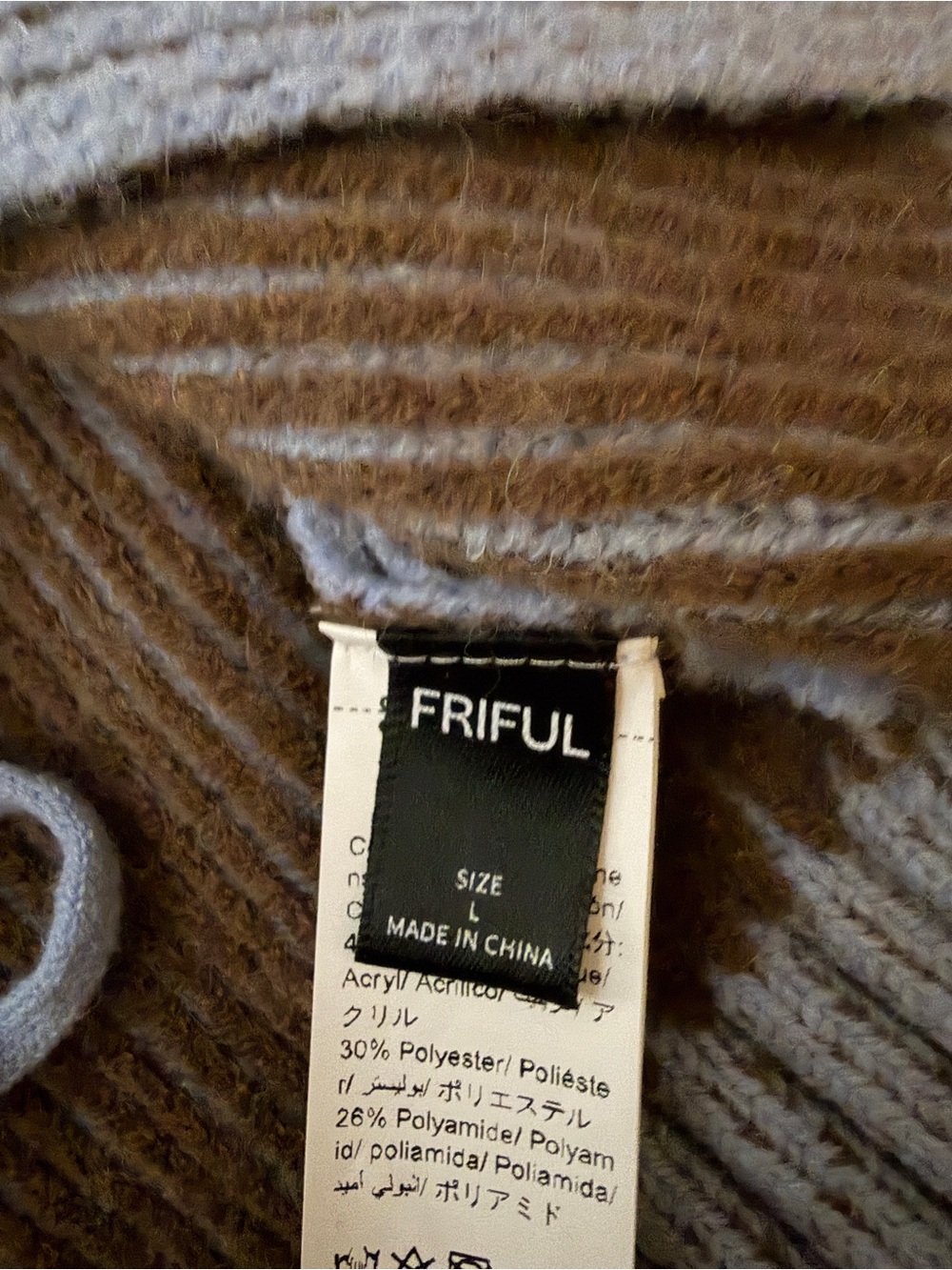 Light blue and brown ribbed crop sweater - Picture 4 of 4